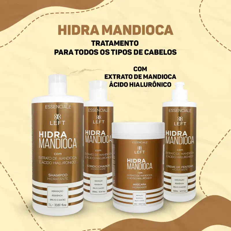 Kit Hidra Mandioca Shampoo 1lt + Condicionador 500ml Pack Essenciale