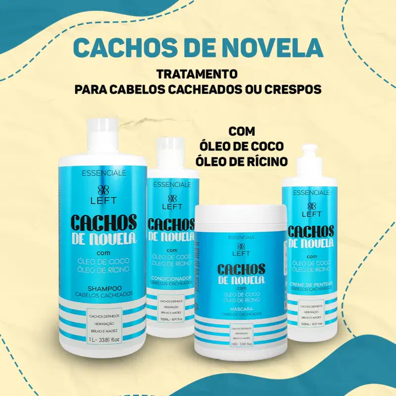 Kit Cachos de Novela Shampoo 1lt + Condicionador 500ml Mini Pack Essenciale