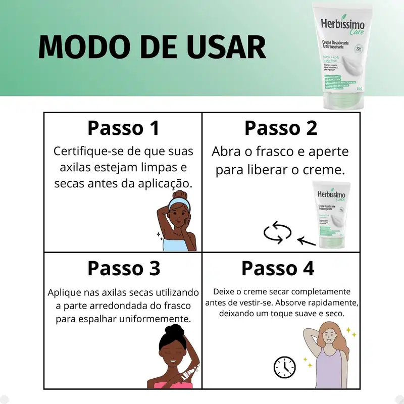 Kit Herbíssimo Care Monoi e Ácido Hialurônico: 3 Cremes Desodorante 55g