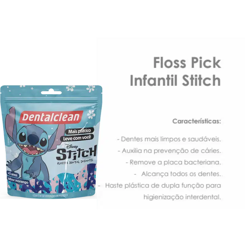 Fio Dental Dentalclean Flosser Stitch Sabor Morango 50und