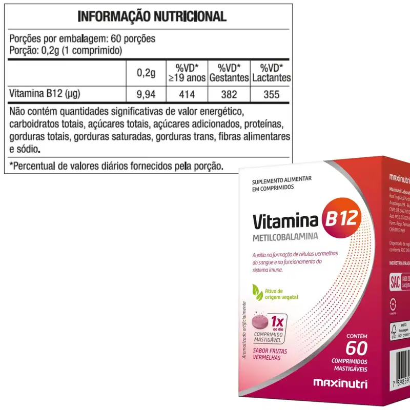 Kit C2 Vitamina B12 Metilcobalamina Energia - Maxinutri