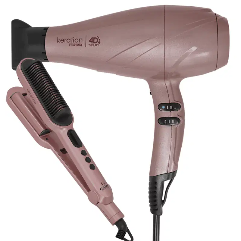 GA.MA Italy Kit Secador Keration 4D E Prancha Waver & Brush Keration Bivolt