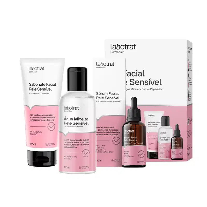 Kit Facial Sabonete Sérum Água Micelar Sensível Labotrat