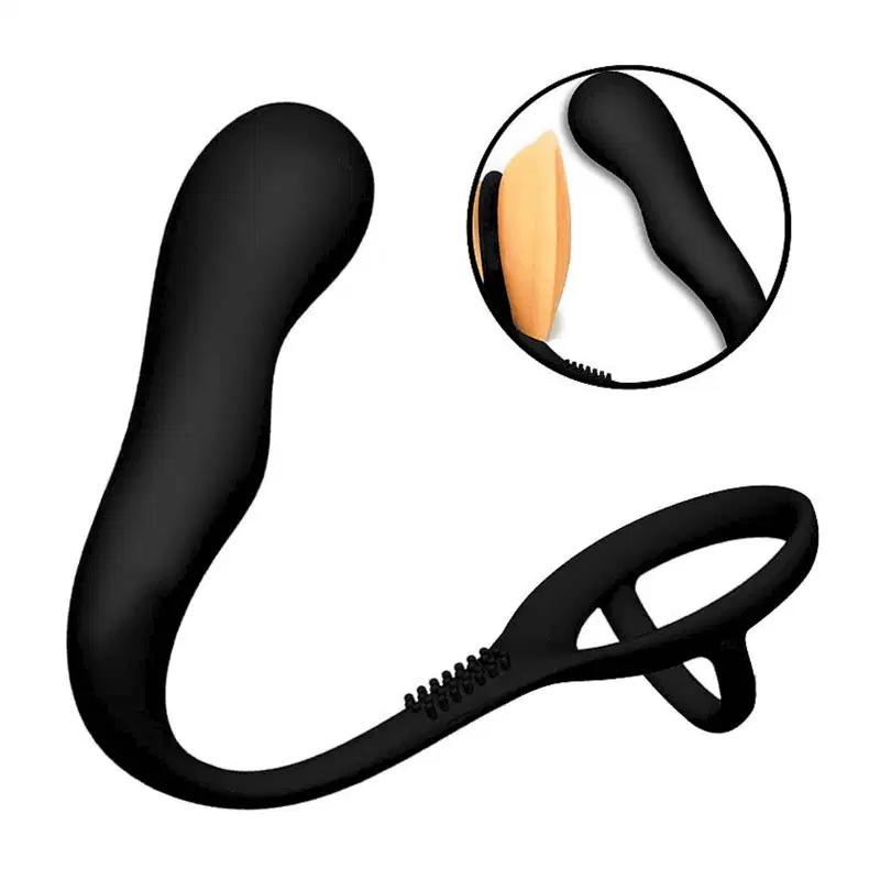 Estimulador de Próstata com Anel Peniano Duplo Sexy Import Preto, 1 produto.