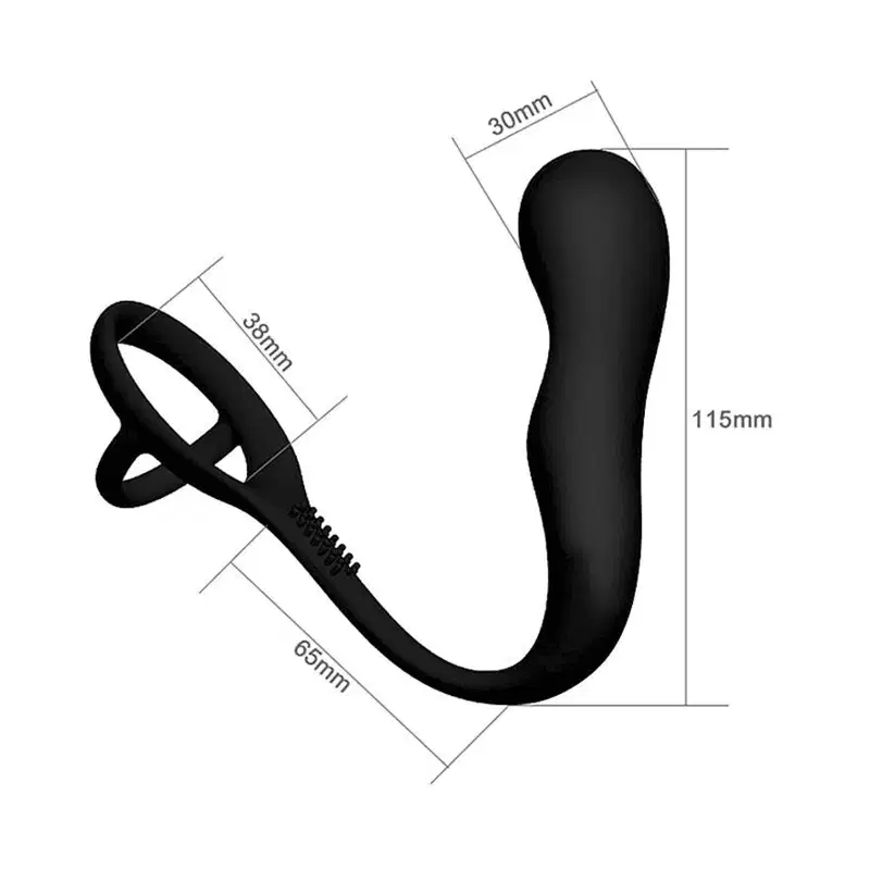 Estimulador de Próstata com Anel Peniano Duplo Sexy Import Preto, 1 produto.