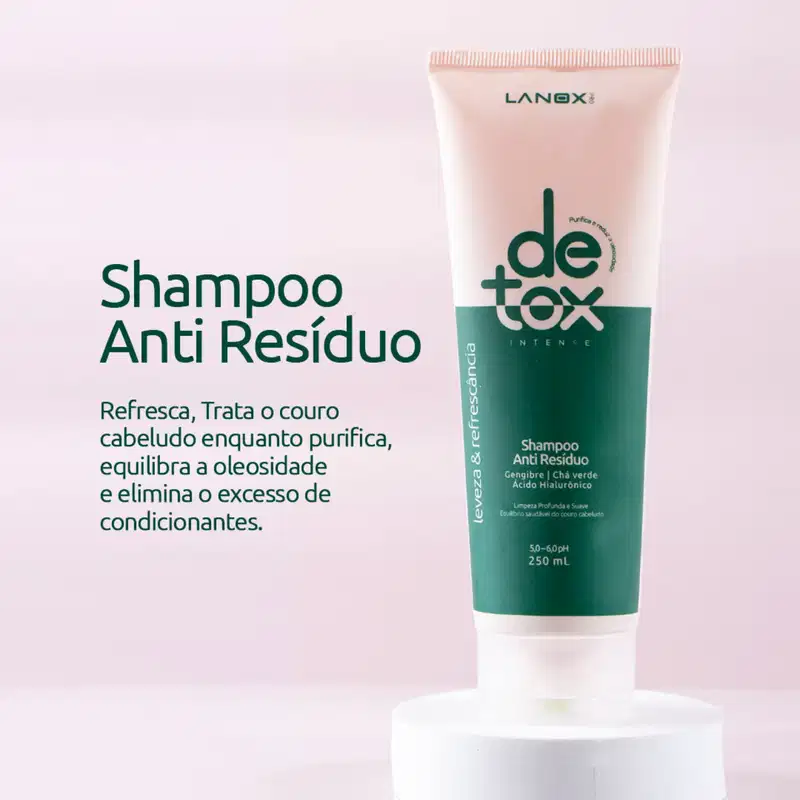 Shampoo Anti Resíduo Detox Ácido Hialurônico 250ml Lanox