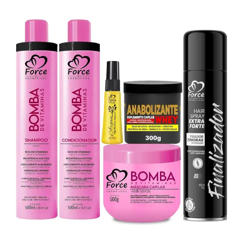 Kit Bomba de Vitaminas Hidratação, Crescimento e Força Máxima (6 Itens)