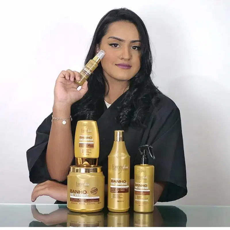 Kit Bye bye e Shampoo Máscara Banho de verniz Forever Liss