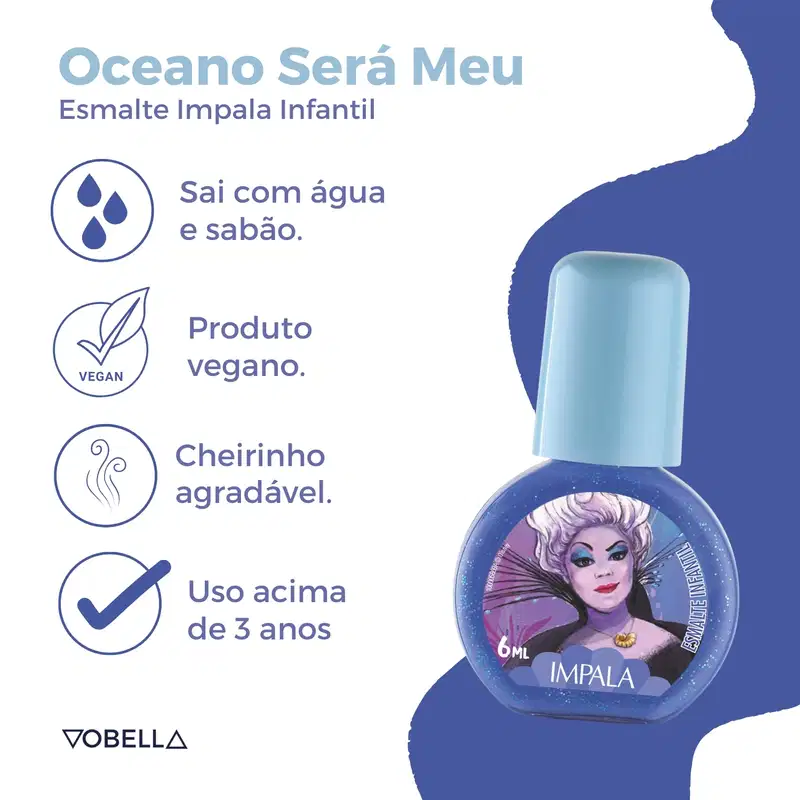 Esmalte Impala Kids A Pequena Sereia Oceano Será Meu Disney