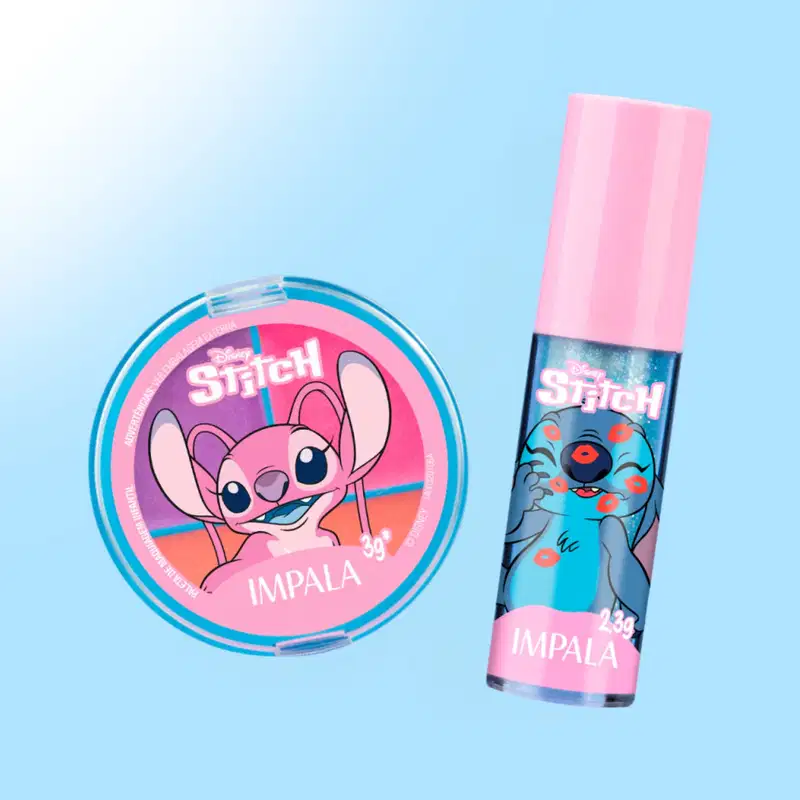 Kit Paleta Maquiagem E Brilho Labial Stitch Infantil Impala