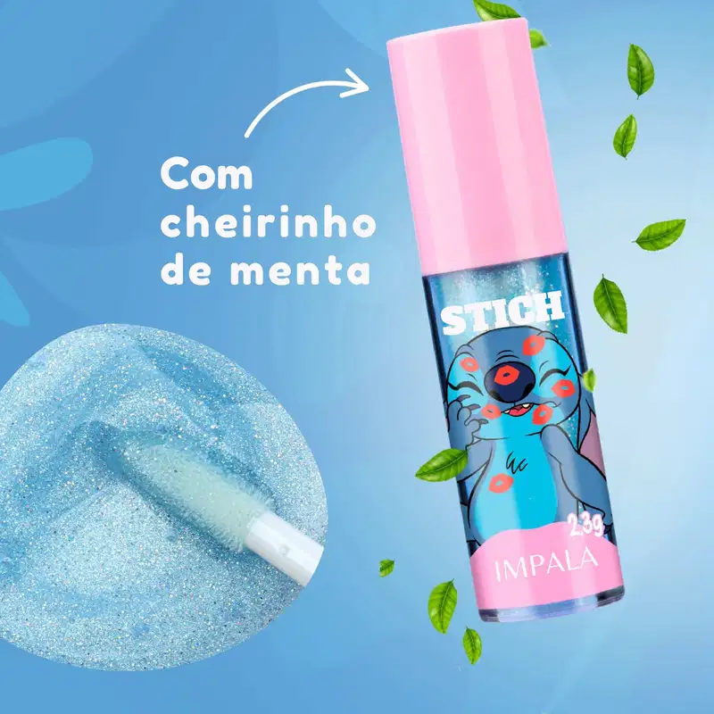Kit Paleta Maquiagem E Brilho Labial Stitch Infantil Impala