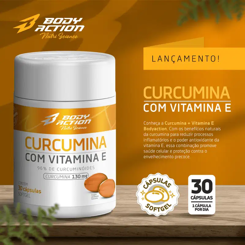 Curcumina com vitamina E - antioxidante e reduz infamações - 30 cápsulas soft gel