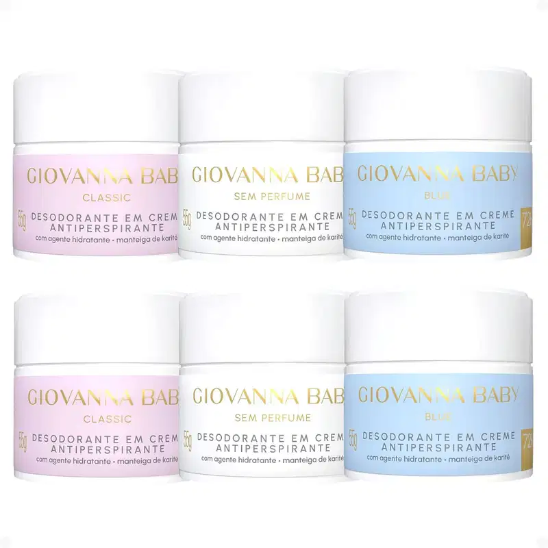 Kit Giovanna Baby: 6 Desodorantes em Creme Antiperspirante 55g