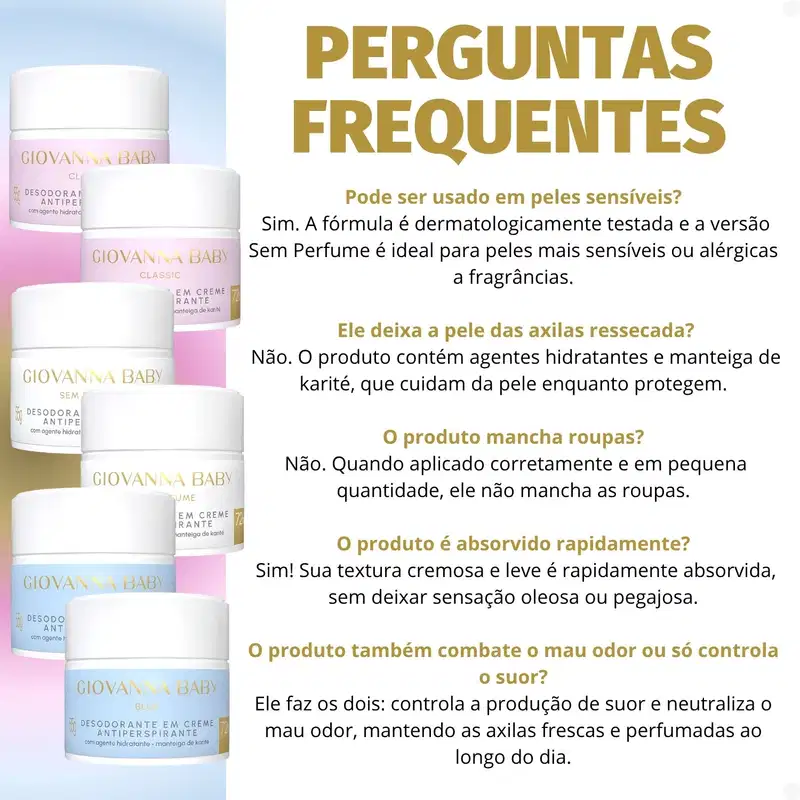 Kit Giovanna Baby: 6 Desodorantes em Creme Antiperspirante 55g