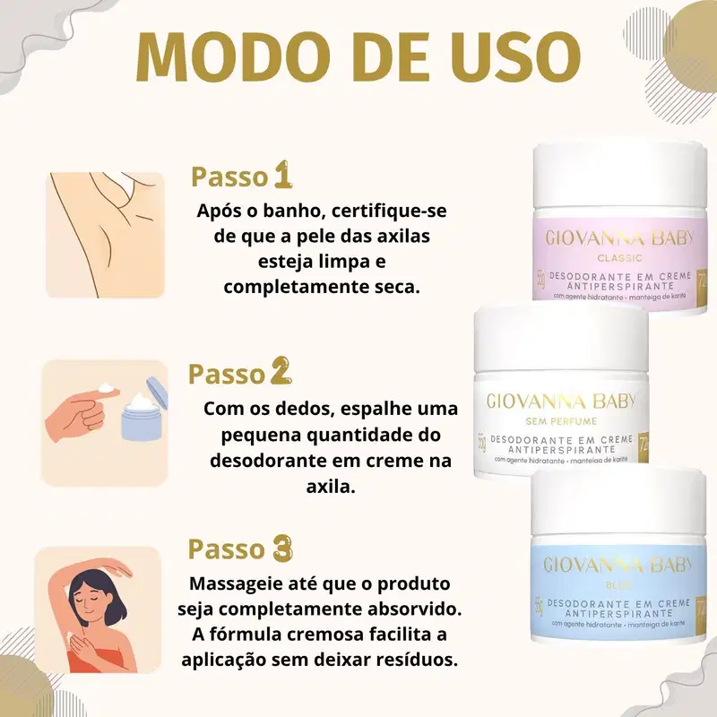Kit Giovanna Baby: 12 Desodorantes em Creme Antiperspirante 55g