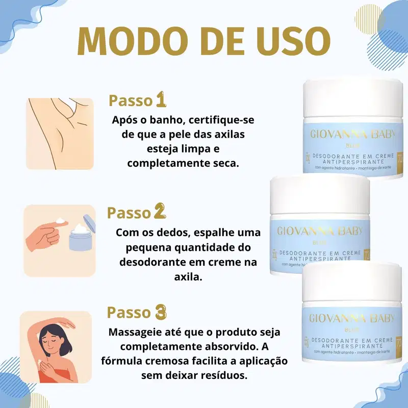 Kit Giovanna Baby Blue: 3 Desodorantes em Creme Antiperspirante 55g