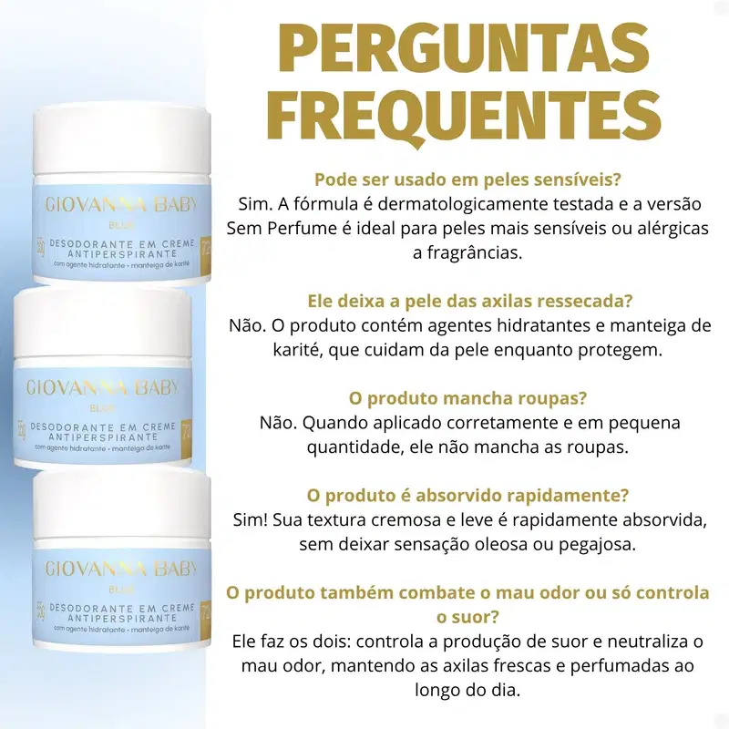 Kit Giovanna Baby Blue: 3 Desodorantes em Creme Antiperspirante 55g