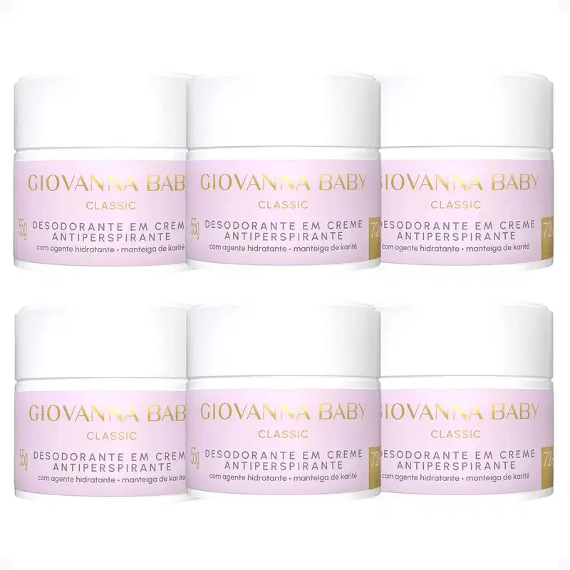 Kit Giovanna Baby Classic: 6 Desodorantes em Creme Antiperspirante 55g