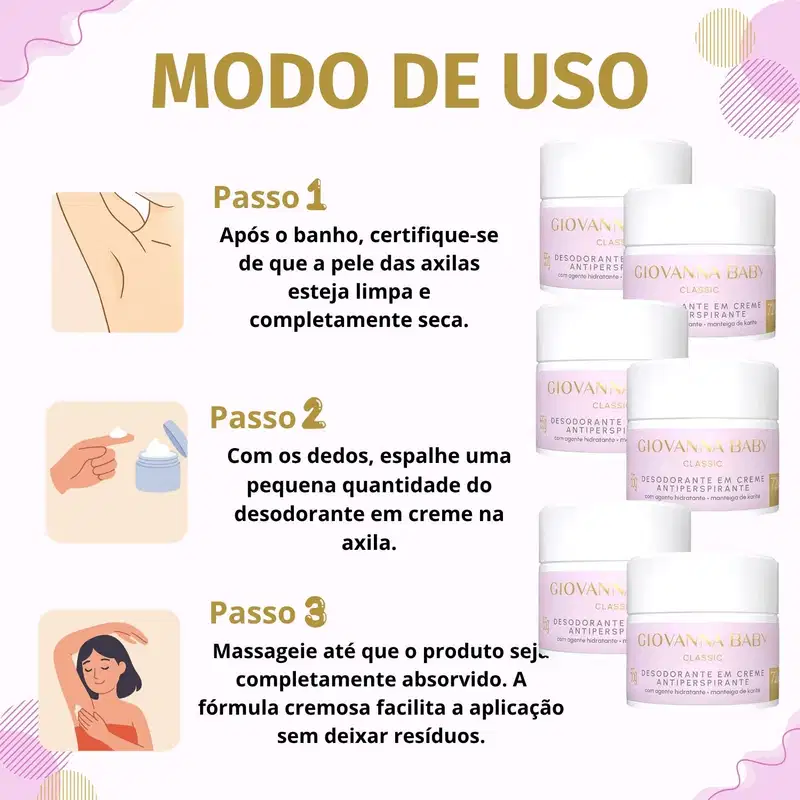 Kit Giovanna Baby Classic: 6 Desodorantes em Creme Antiperspirante 55g