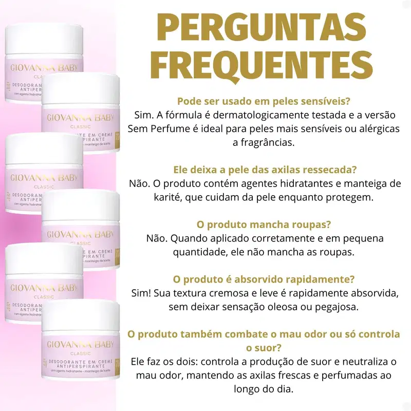 Kit Giovanna Baby Classic: 6 Desodorantes em Creme Antiperspirante 55g