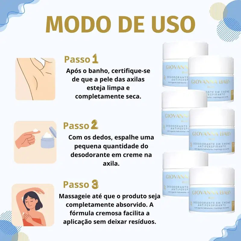 Kit Giovanna Baby Blue: 6 Desodorantes em Creme Antiperspirante 55g