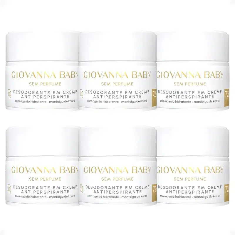Kit Giovanna Baby Sem Perfume: 6 Desodorantes em Creme Antiperspirante 55g