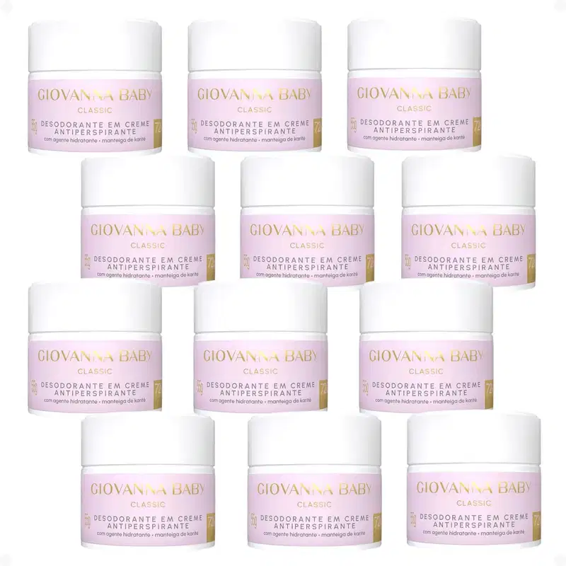 Kit Giovanna Baby Classic: 12 Desodorantes em Creme Antiperspirante 55g