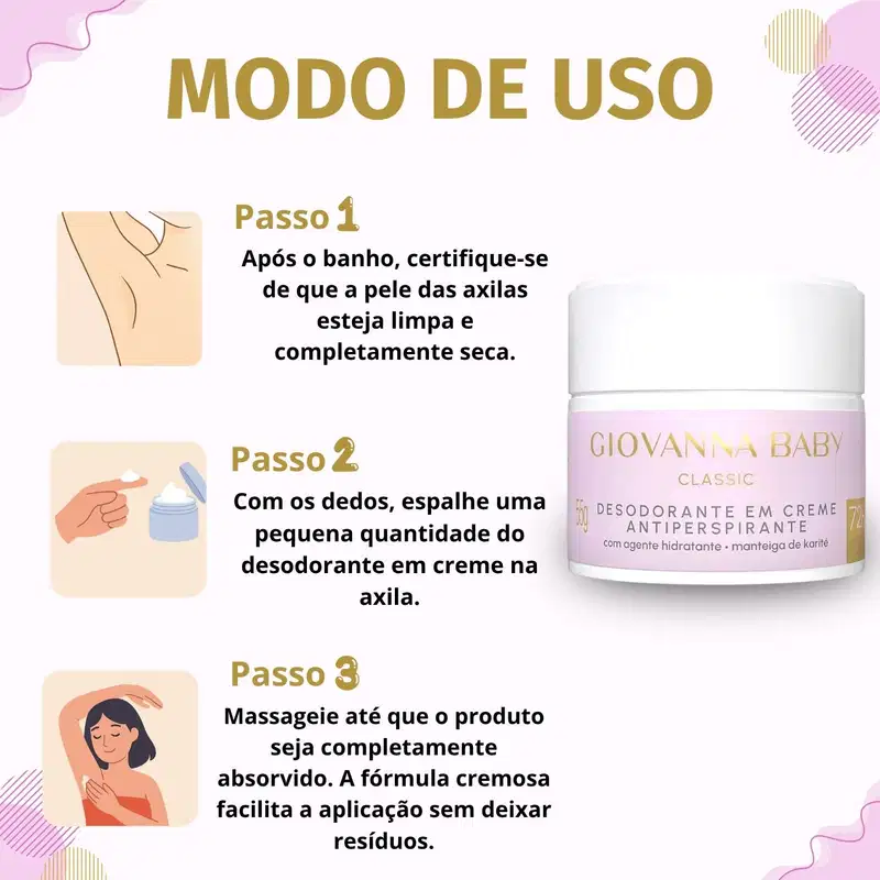 Kit Giovanna Baby Classic: 12 Desodorantes em Creme Antiperspirante 55g