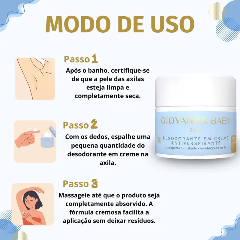 Kit Giovanna Baby Blue: 12 Desodorantes em Creme Antiperspirante 55g
