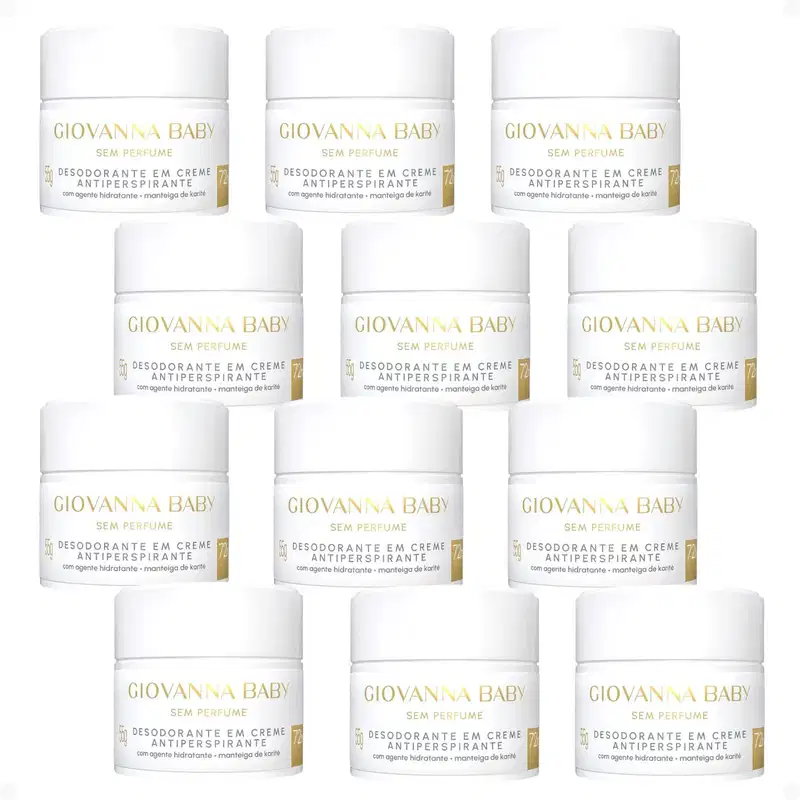 Kit Giovanna Baby Sem Perfume: 12 Desodorantes em Creme Antiperspirante 55g