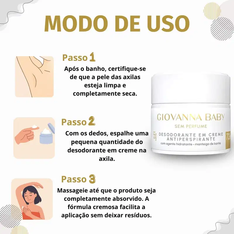 Kit Giovanna Baby Sem Perfume: 12 Desodorantes em Creme Antiperspirante 55g
