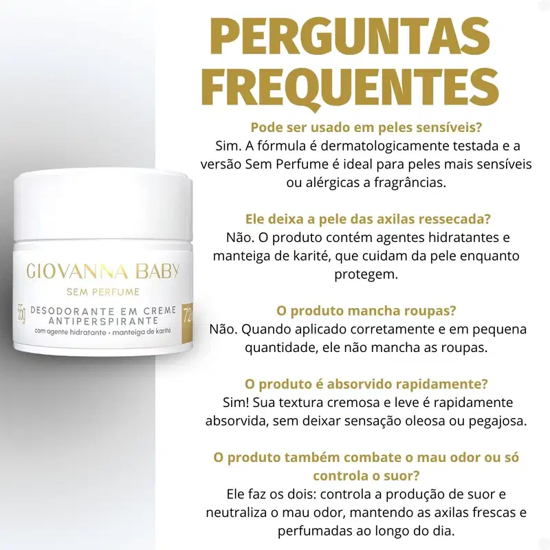 Kit Giovanna Baby Sem Perfume: 12 Desodorantes em Creme Antiperspirante 55g