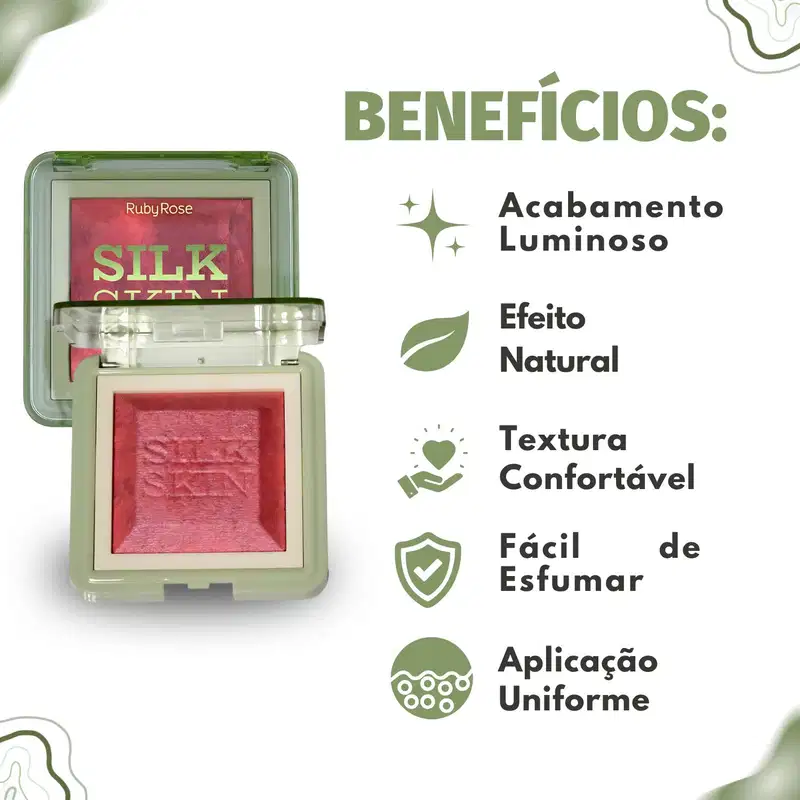 Ruby Rose Silk Skin Baked Mosaico Marble Bloom Pink Eclat - Blush em Pó 8g