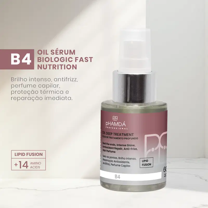 pHAMDÁ Professional Biologic Fast Nutrition B4 - Óleo de Nutrição Capilar 60ml