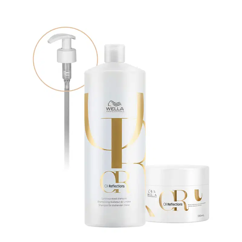 Kit Wella Professionals Oil Reflections Shampoo Mask Válvula Pump (3 Produtos)