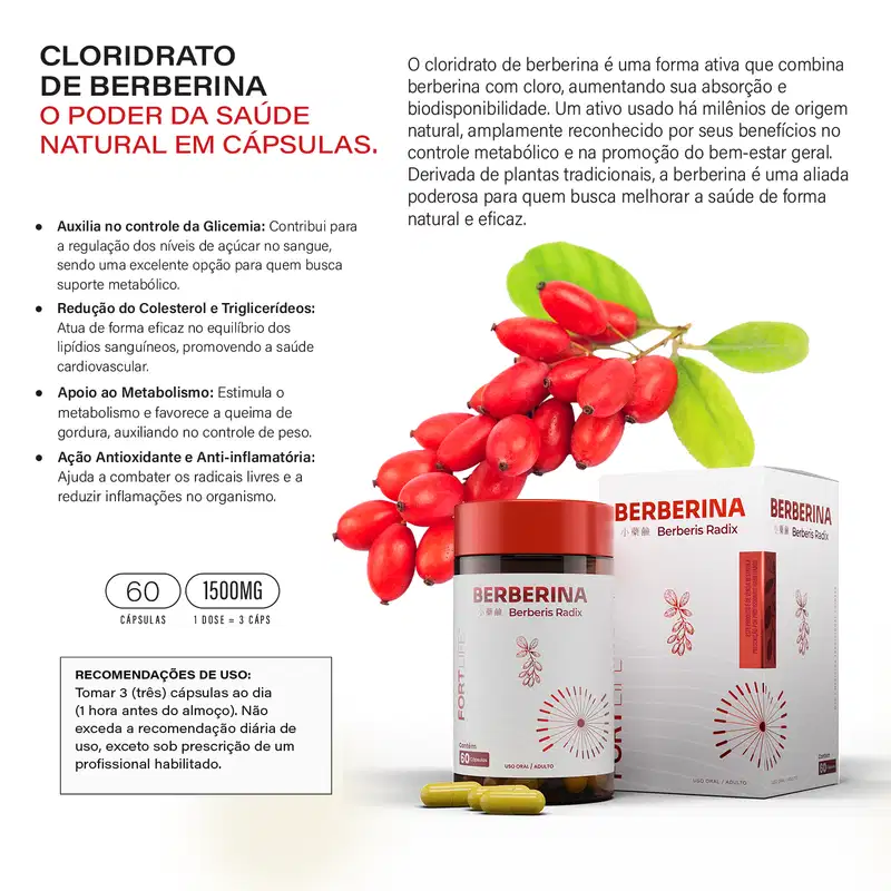 FortLife Pharma Berberina HCL - Suplemento Vitamínico (60 Cápsulas)