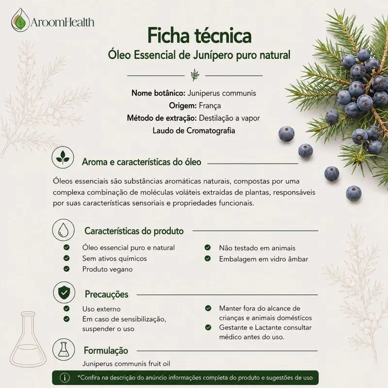 Óleo Essencial Puro Natural de Junípero 5 ml