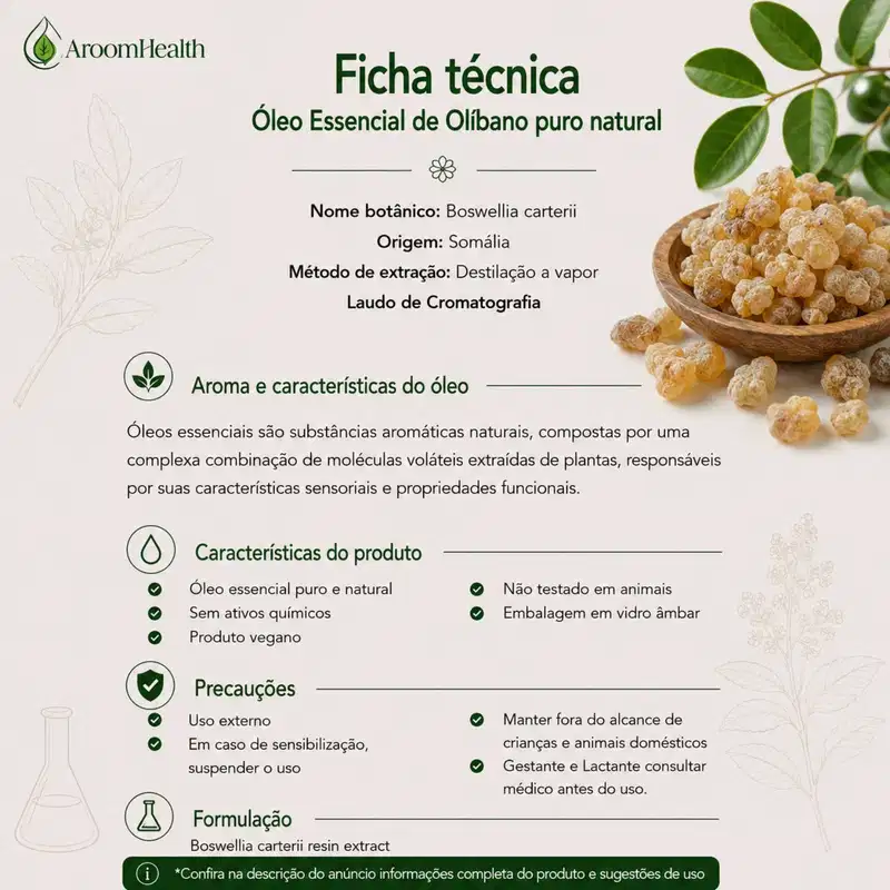 Óleo Essencial Puro Natural de Olíbano 5 ml