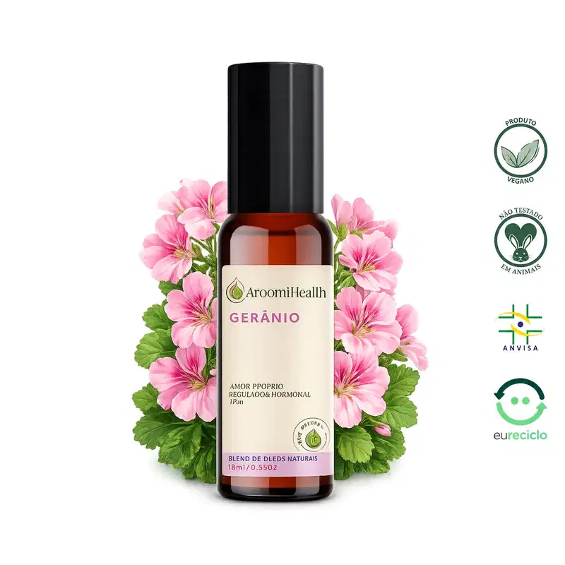 Blend Óleo Essencial Gerânio Roll on 10 ml Fórmula Exclusiva