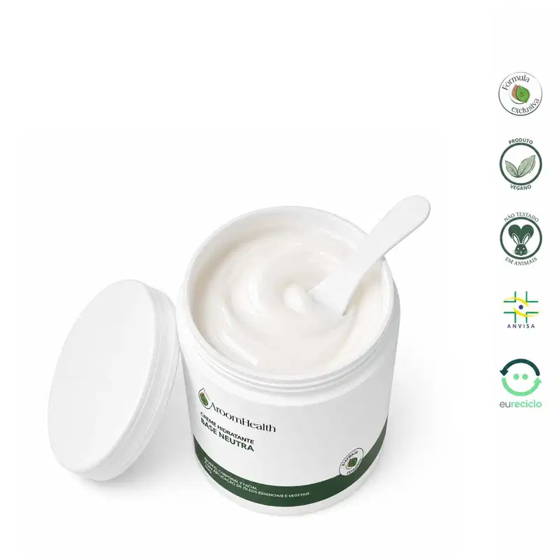 Creme Base Neutro Vegano Facial e Corporal 500g Fórmula Exclusiva