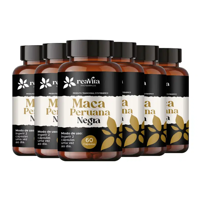 Kit 06 Maca Peruana Negra 100% Pura 500mg por capsula Premium