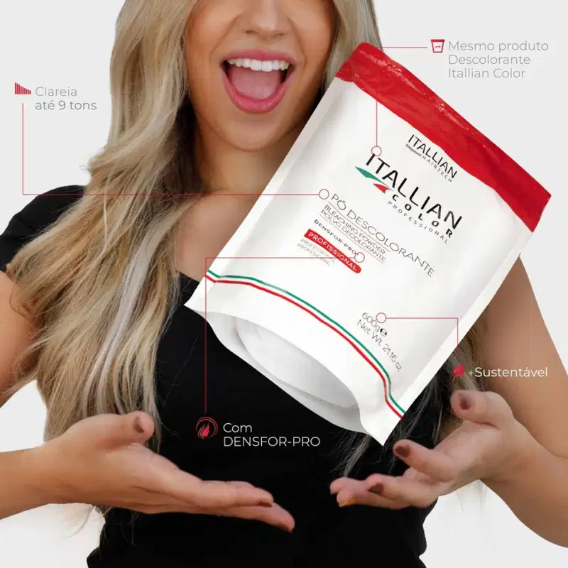 Pó Descolorante Clareamento Rápido Pounch Itallian Color Profissional 400g
