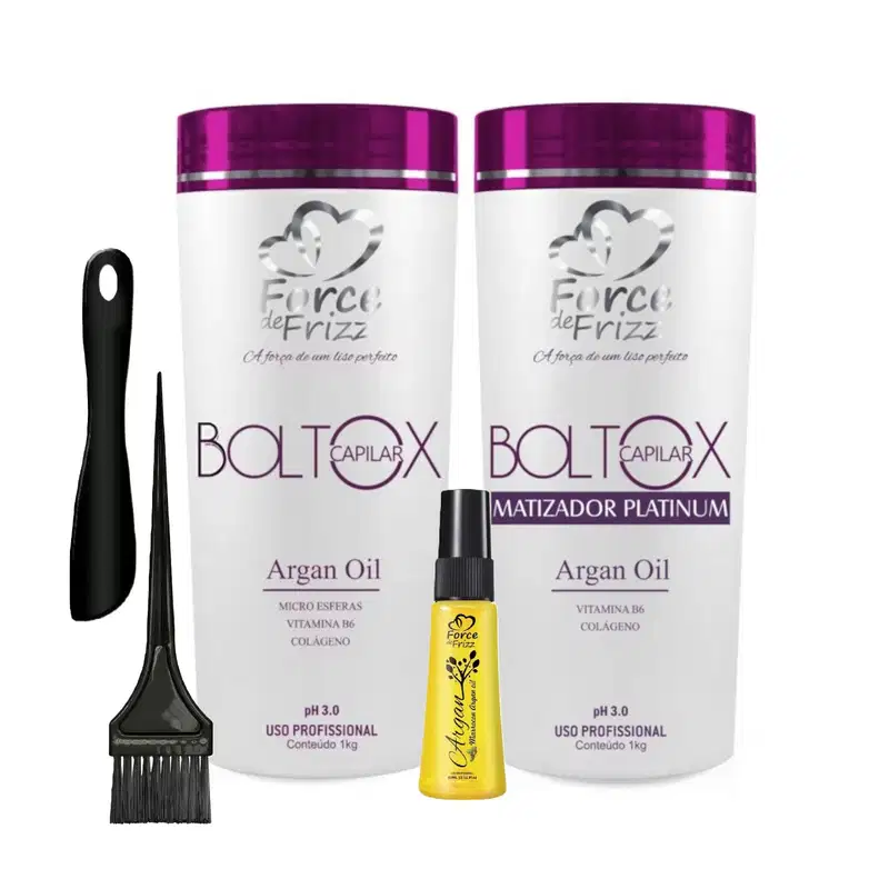 Kit Boltox Capilar Argan + Máscara Capilar Boltox Matizador + Reparador Capilar Force Cosméticos
