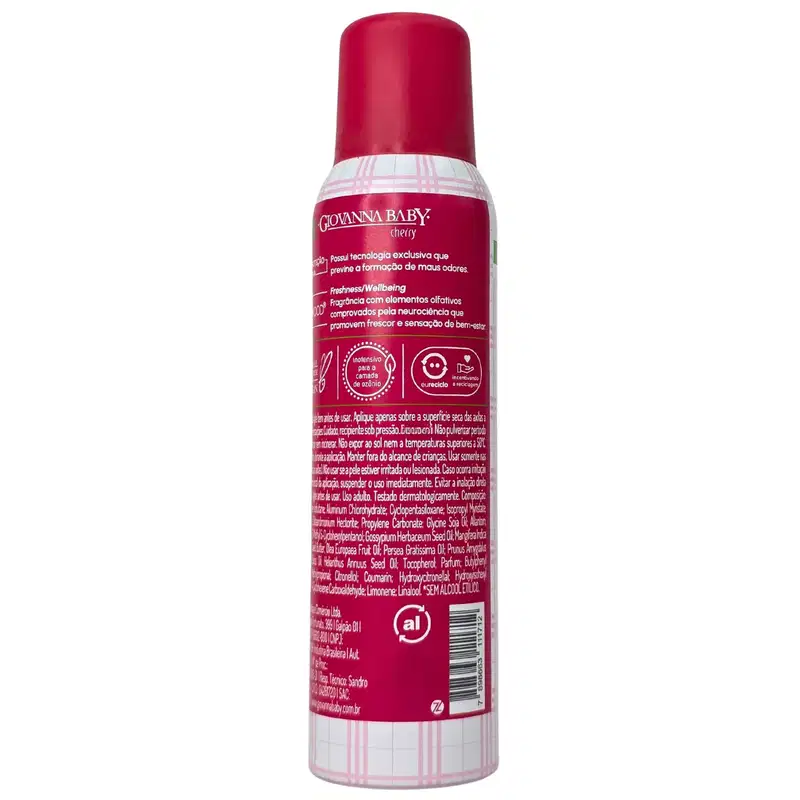 Giovanna Baby Desodorante Aerossol Cherry 72h Vegano 150ml / 90g