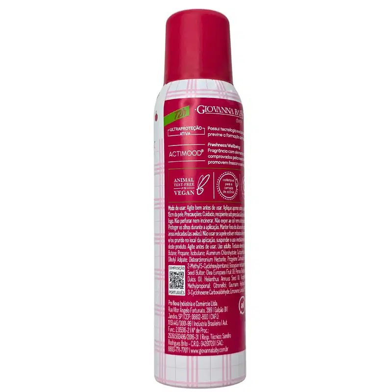 Giovanna Baby Desodorante Aerossol Cherry 72h Vegano 150ml / 90g
