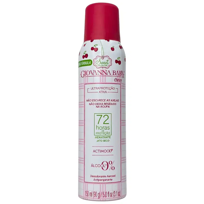 Giovanna Baby Desodorante Aerossol Cherry 72h Vegano 150ml / 90g