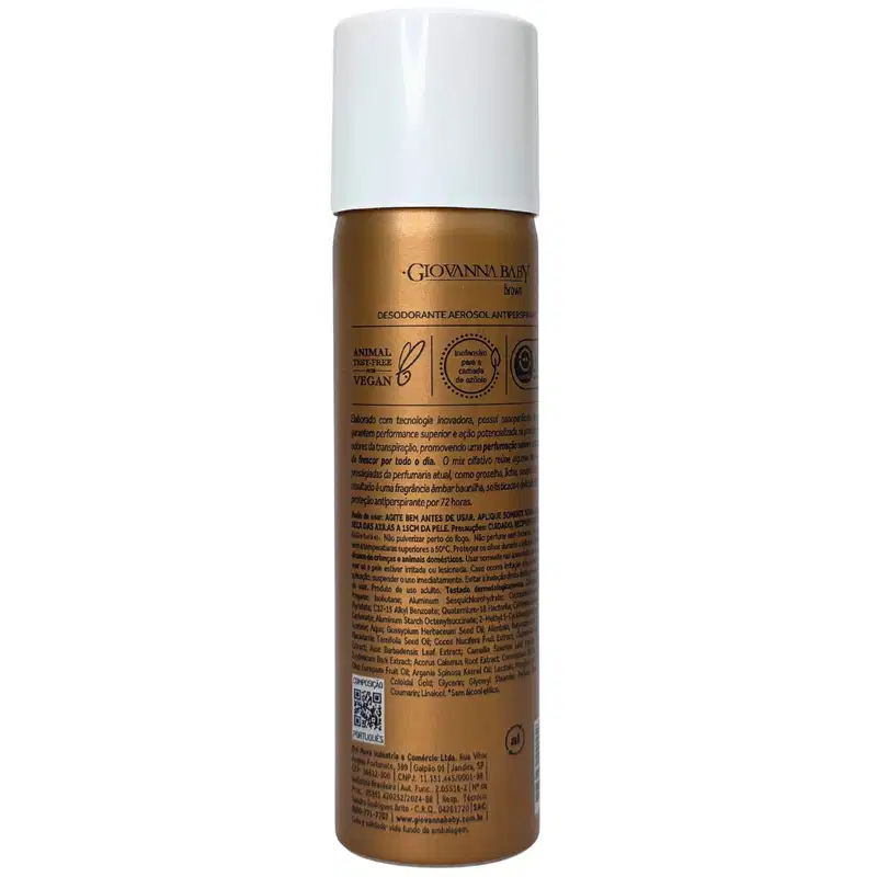 Giovanna Baby Desodorante Aerossol Nanopartículas de Ouro Brown 72h Vegano 150ml / 90g