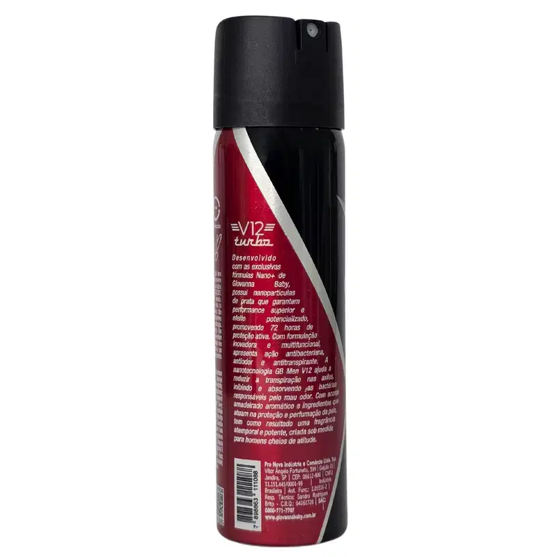 Giovanna Baby GB Men Desodorante Aerossol V12 Turbo 72h Vegano 150ml / 90g