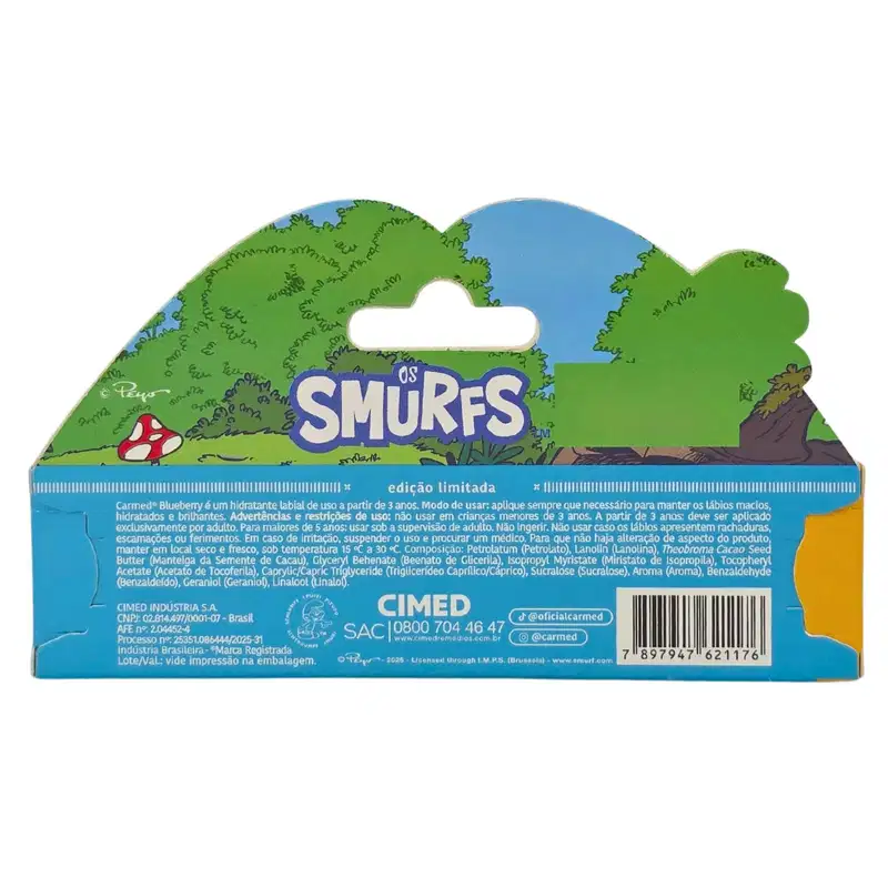 Cimed Carmed Hidratante Labial Os Smurfs Blueberry Incolor 10g