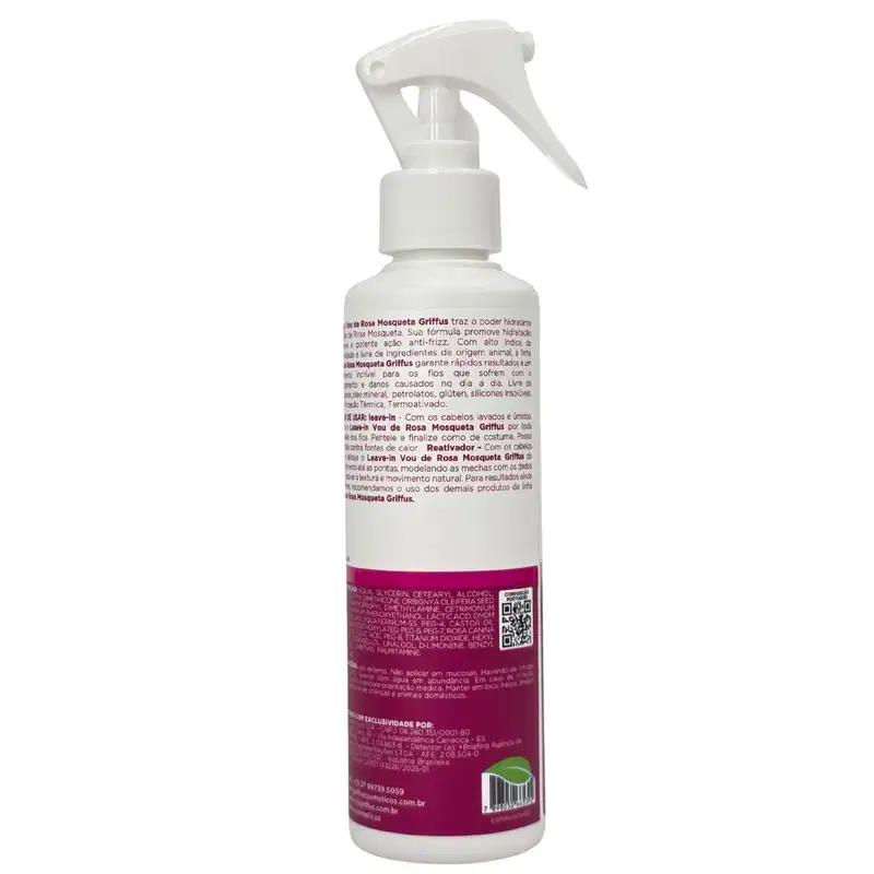 Griffus Vou de Rosa Mosqueta Leave-in Hidratação Intensa Vegano 240ml